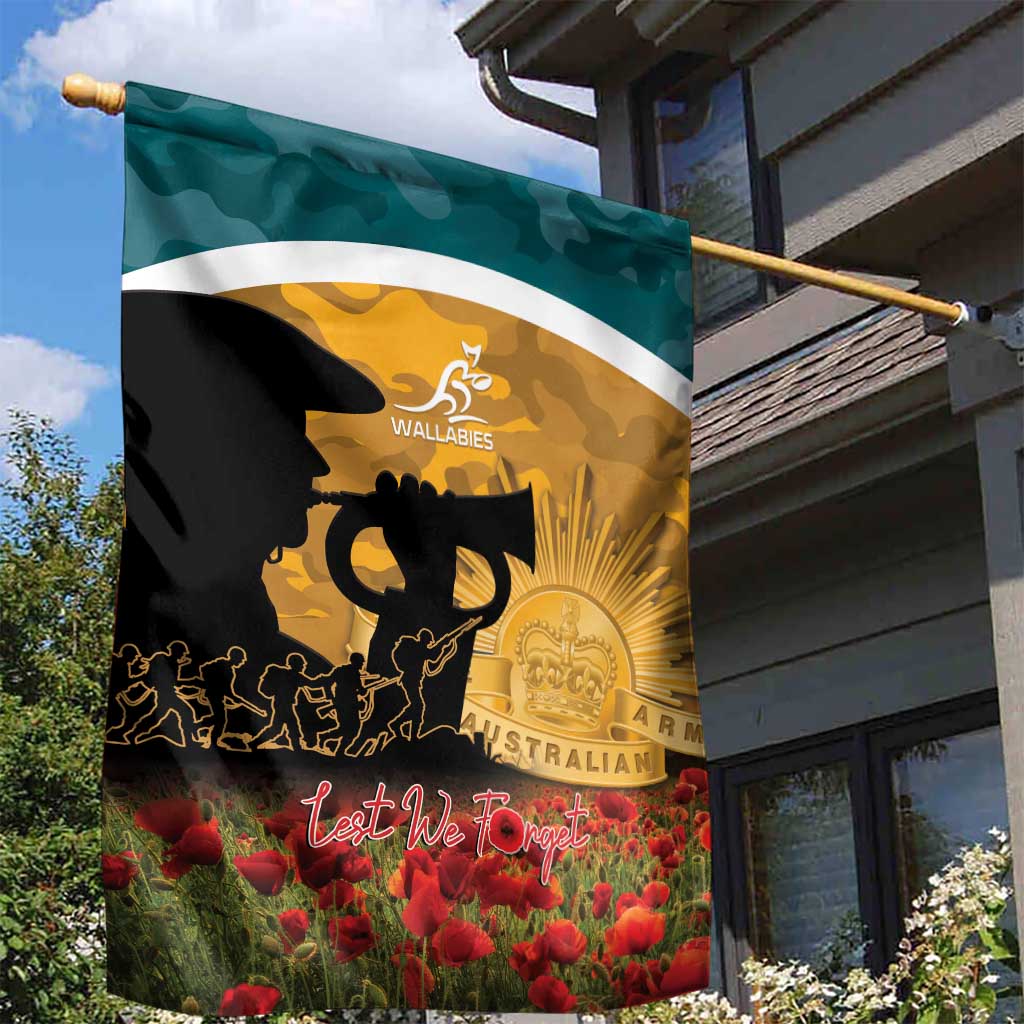 Wallabies ANZAC Day Garden Flag Last Post Poppy Lest We Forget