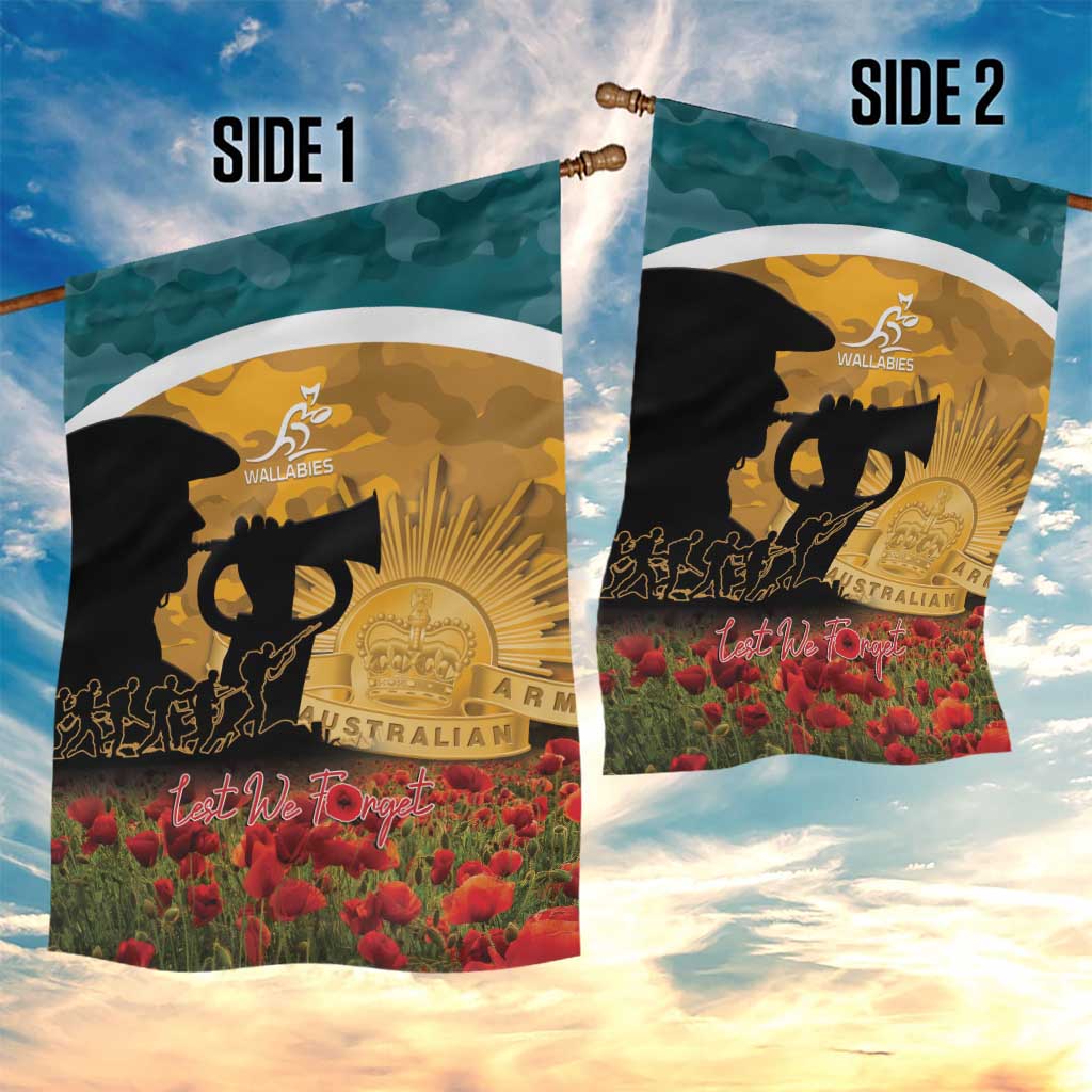 Wallabies ANZAC Day Garden Flag Last Post Poppy Lest We Forget