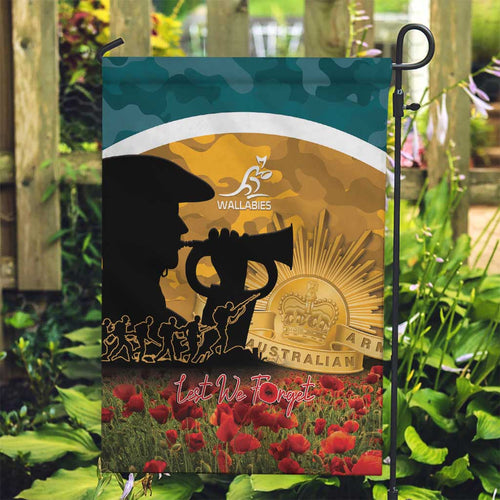 Wallabies ANZAC Day Garden Flag Last Post Poppy Lest We Forget