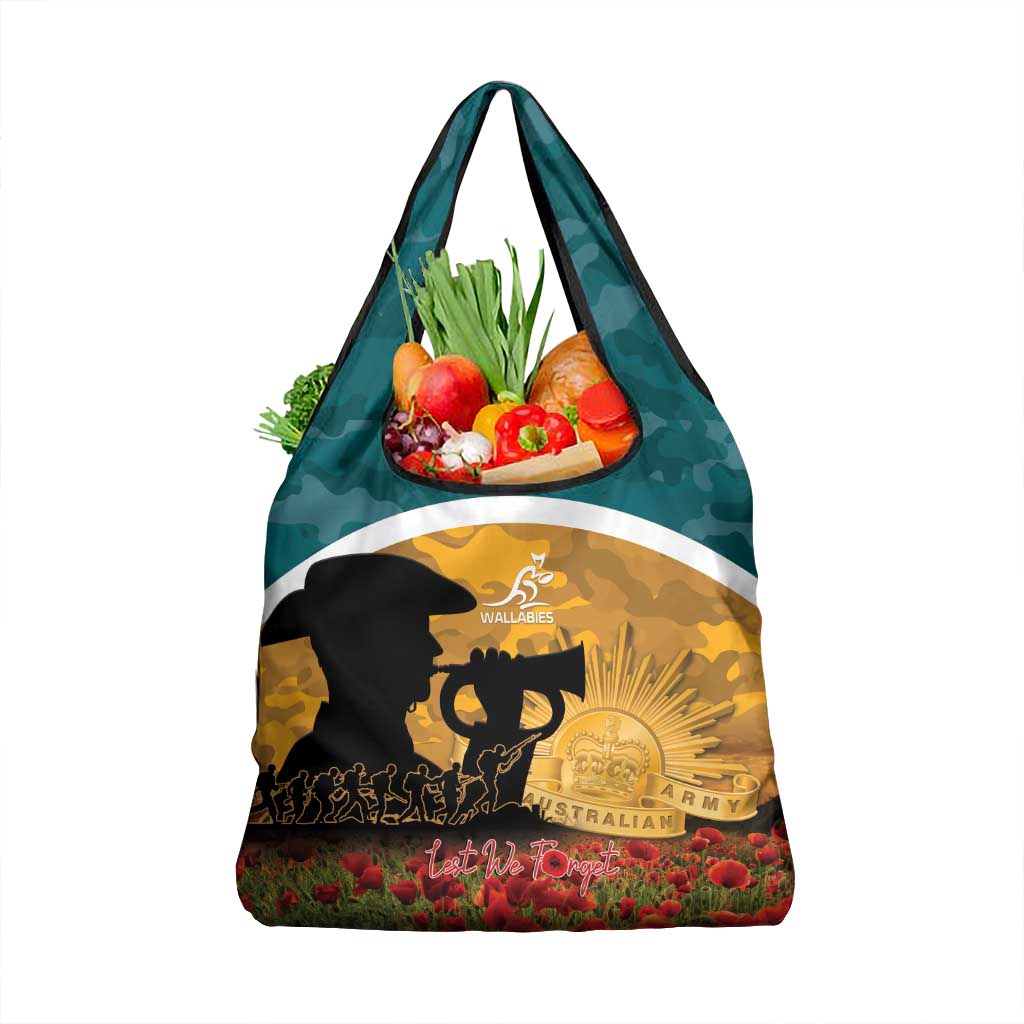 Wallabies ANZAC Day Grocery Bag Last Post Poppy Lest We Forget