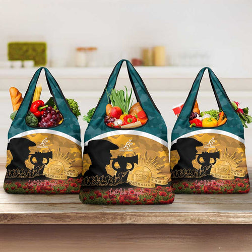 Wallabies ANZAC Day Grocery Bag Last Post Poppy Lest We Forget