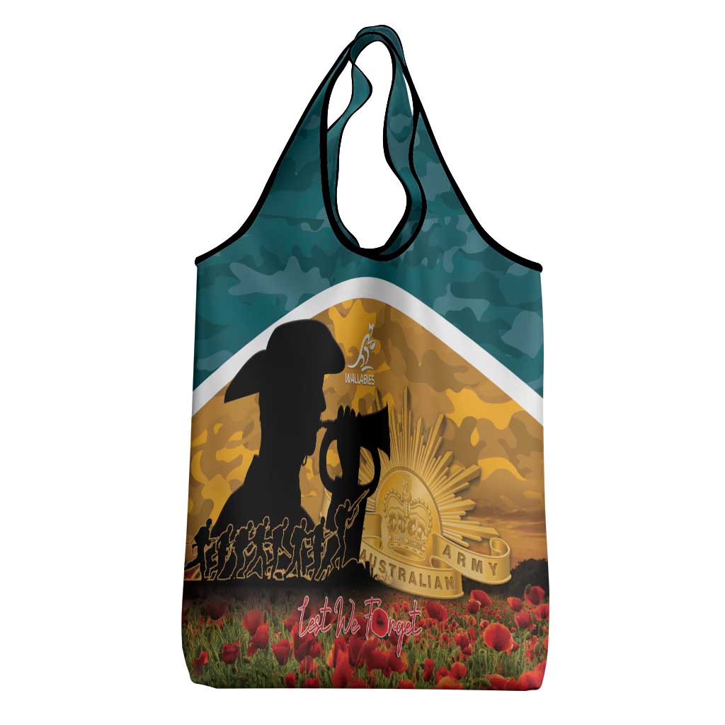Wallabies ANZAC Day Grocery Bag Last Post Poppy Lest We Forget