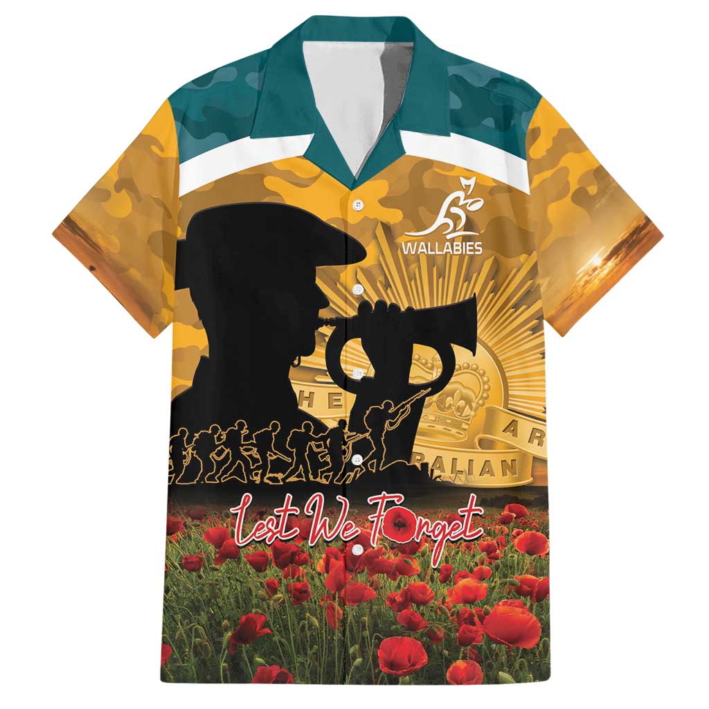 Personalised Wallabies ANZAC Day Hawaiian Shirt Last Post Poppy Lest We Forget