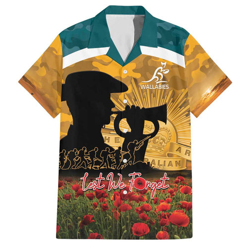 Personalised Wallabies ANZAC Day Hawaiian Shirt Last Post Poppy Lest We Forget