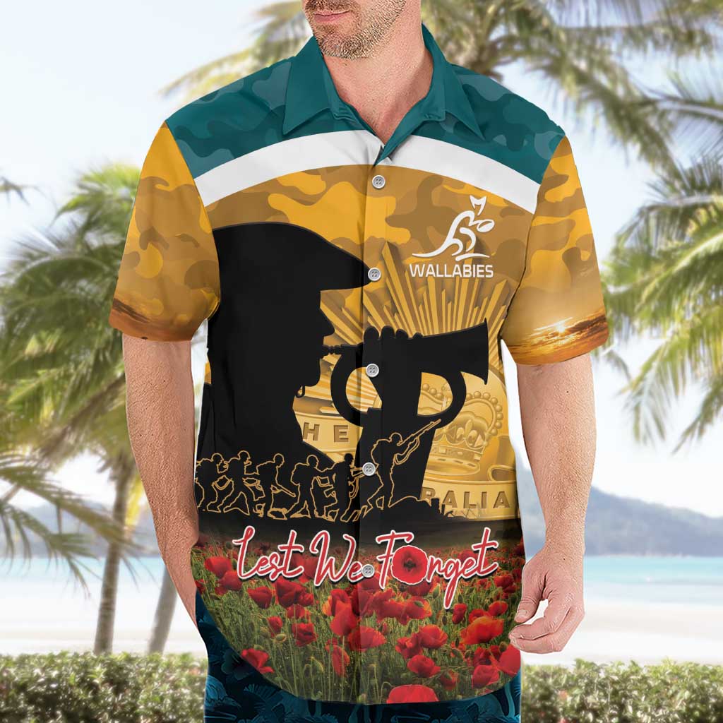 Personalised Wallabies ANZAC Day Hawaiian Shirt Last Post Poppy Lest We Forget