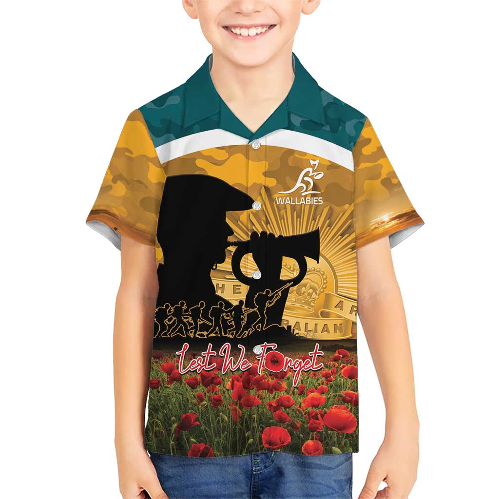 Personalised Wallabies ANZAC Day Hawaiian Shirt Last Post Poppy Lest We Forget