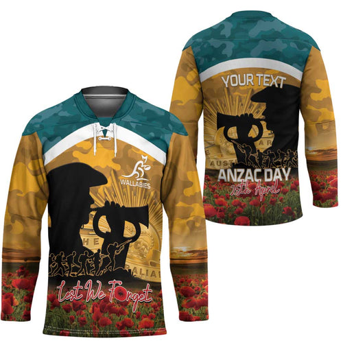 Personalised Wallabies ANZAC Day Hockey Jersey Last Post Poppy Lest We Forget