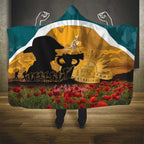 Wallabies ANZAC Day Hooded Blanket Last Post Poppy Lest We Forget