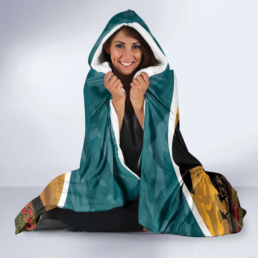 Wallabies ANZAC Day Hooded Blanket Last Post Poppy Lest We Forget