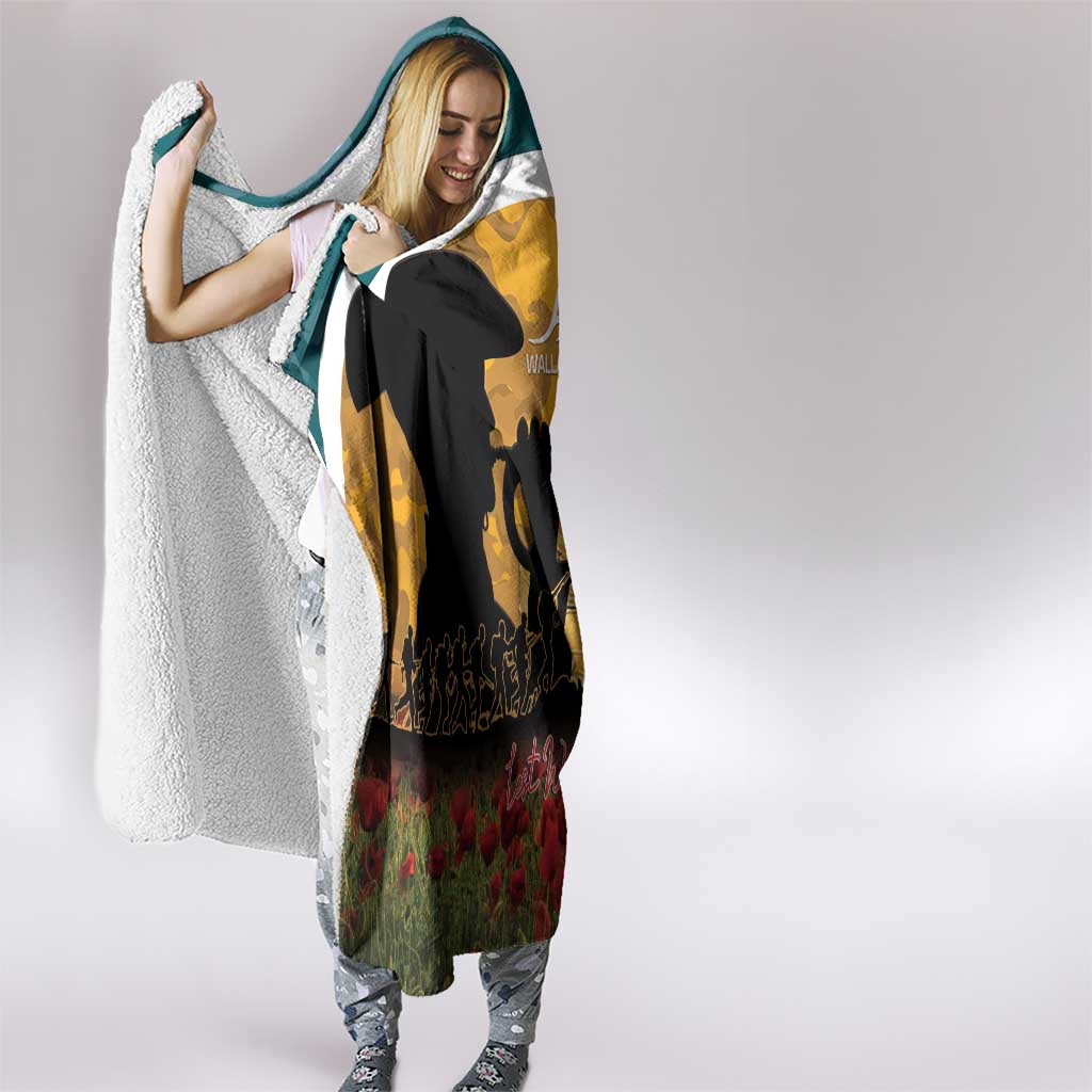 Wallabies ANZAC Day Hooded Blanket Last Post Poppy Lest We Forget