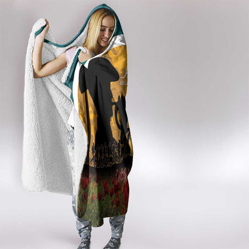 Wallabies ANZAC Day Hooded Blanket Last Post Poppy Lest We Forget