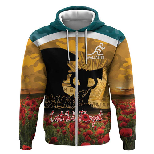 Personalised Wallabies ANZAC Day Hoodie Last Post Poppy Lest We Forget