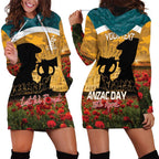 Personalised Wallabies ANZAC Day Hoodie Dress Last Post Poppy Lest We Forget