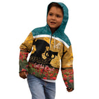 Personalised Wallabies ANZAC Day Kid Hoodie Last Post Poppy Lest We Forget
