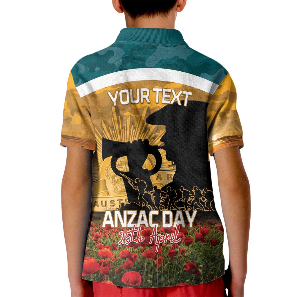 Personalised Wallabies ANZAC Day Kid Polo Shirt Last Post Poppy Lest We Forget