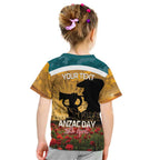 Personalised Wallabies ANZAC Day Kid T Shirt Last Post Poppy Lest We Forget