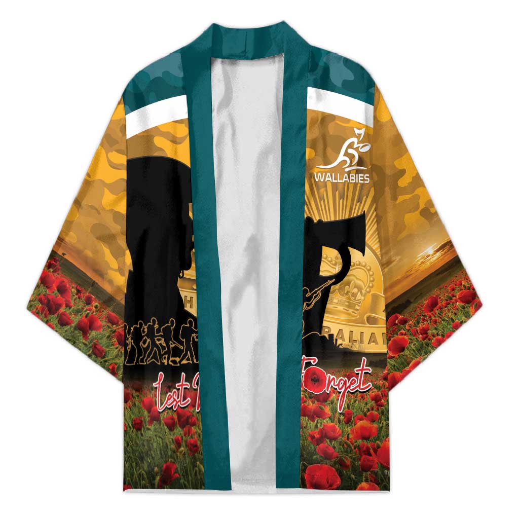 Personalised Wallabies ANZAC Day Kimono Last Post Poppy Lest We Forget