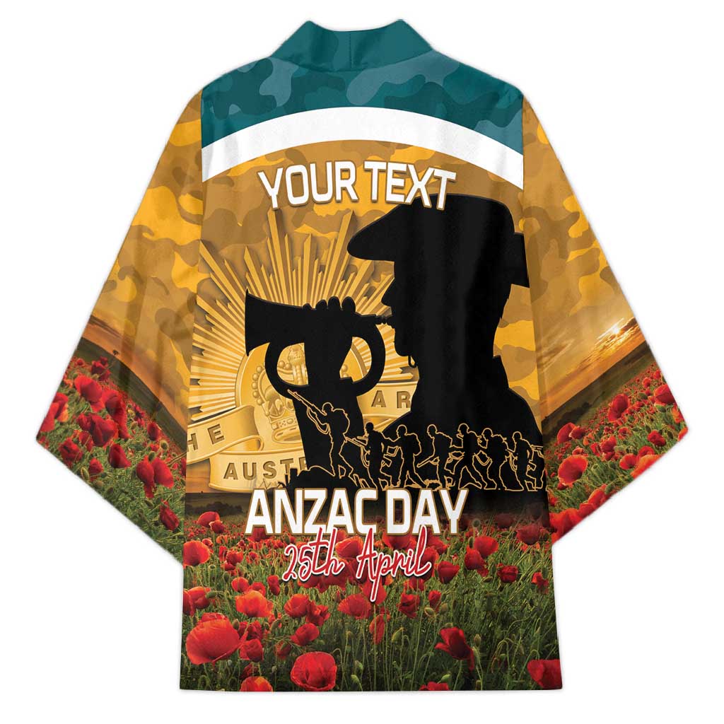 Personalised Wallabies ANZAC Day Kimono Last Post Poppy Lest We Forget