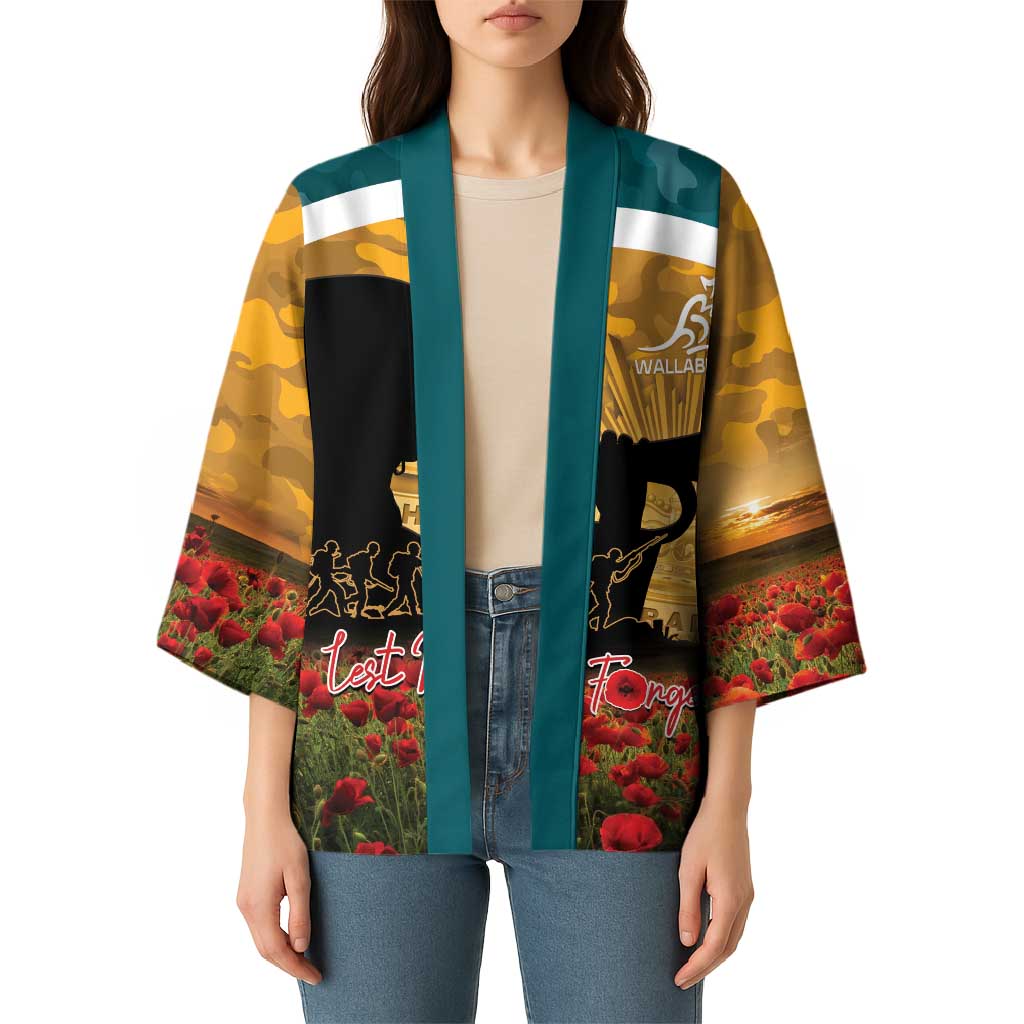 Personalised Wallabies ANZAC Day Kimono Last Post Poppy Lest We Forget