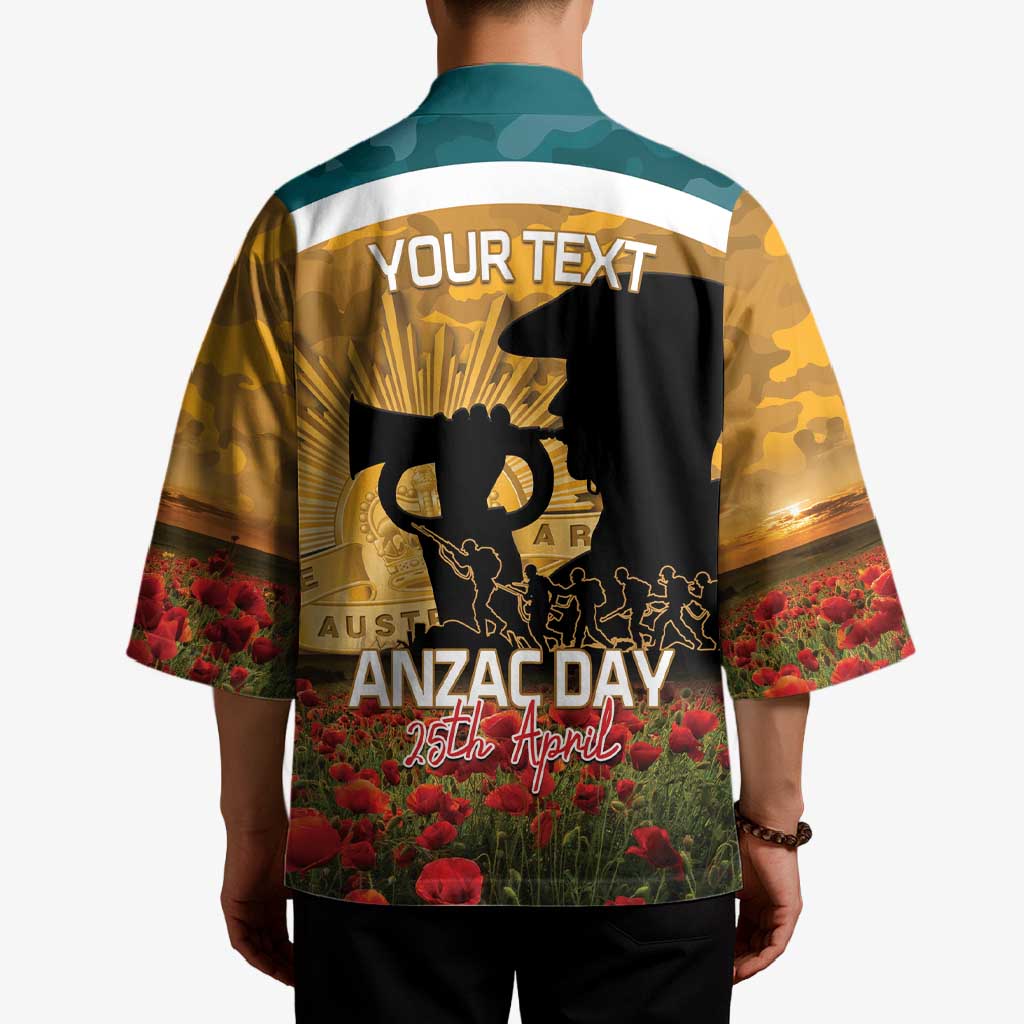 Personalised Wallabies ANZAC Day Kimono Last Post Poppy Lest We Forget