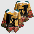 Personalised Wallabies ANZAC Day Kimono Sleeve Blouse Last Post Poppy Lest We Forget
