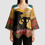 Personalised Wallabies ANZAC Day Kimono Sleeve Blouse Last Post Poppy Lest We Forget