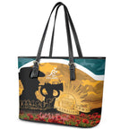 Wallabies ANZAC Day Leather Tote Bag Last Post Poppy Lest We Forget