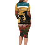 Personalised Wallabies ANZAC Day Long Sleeve Bodycon Dress Last Post Poppy Lest We Forget