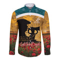 Personalised Wallabies ANZAC Day Long Sleeve Button Shirt Last Post Poppy Lest We Forget