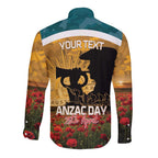 Personalised Wallabies ANZAC Day Long Sleeve Button Shirt Last Post Poppy Lest We Forget