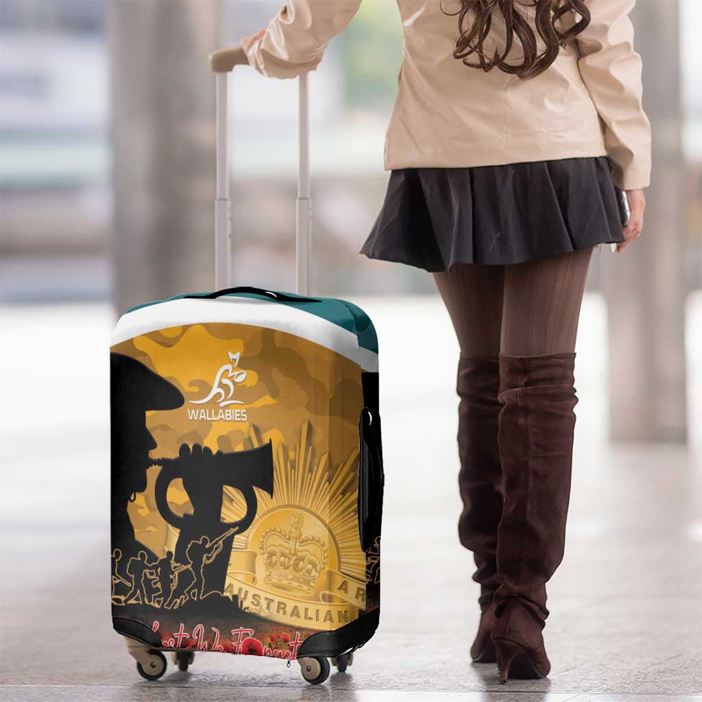 Wallabies ANZAC Day Luggage Cover Last Post Poppy Lest We Forget