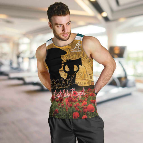 Personalised Wallabies ANZAC Day Men Tank Top Last Post Poppy Lest We Forget