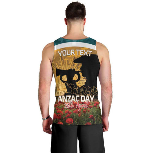 Personalised Wallabies ANZAC Day Men Tank Top Last Post Poppy Lest We Forget
