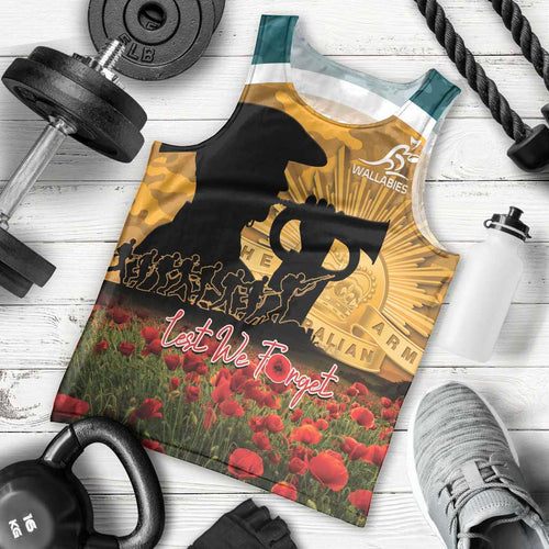 Personalised Wallabies ANZAC Day Men Tank Top Last Post Poppy Lest We Forget