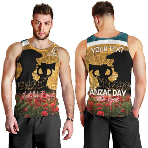 Personalised Wallabies ANZAC Day Men Tank Top Last Post Poppy Lest We Forget