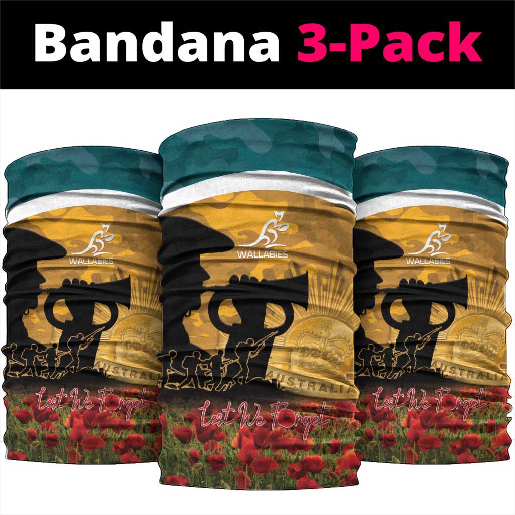 Wallabies ANZAC Day Neck Gaiter Last Post Poppy Lest We Forget