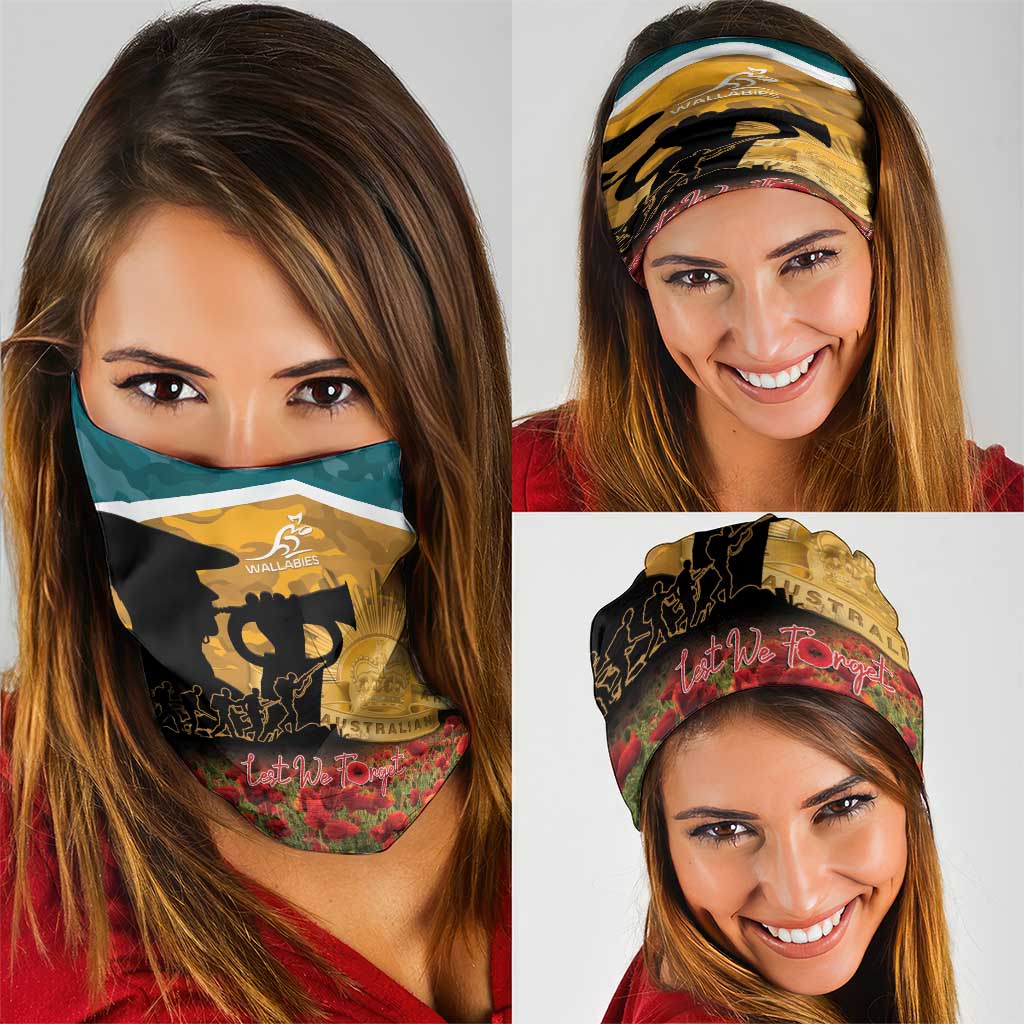 Wallabies ANZAC Day Neck Gaiter Last Post Poppy Lest We Forget