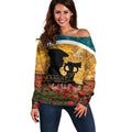 Personalised Wallabies ANZAC Day Off Shoulder Sweater Last Post Poppy Lest We Forget