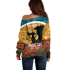 Personalised Wallabies ANZAC Day Off Shoulder Sweater Last Post Poppy Lest We Forget