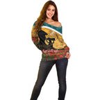 Personalised Wallabies ANZAC Day Off Shoulder Sweater Last Post Poppy Lest We Forget