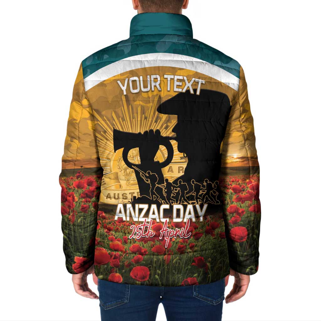 Personalised Wallabies ANZAC Day Padded Jacket Last Post Poppy Lest We Forget