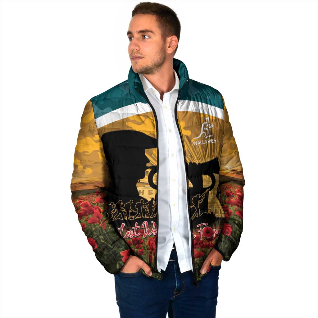 Personalised Wallabies ANZAC Day Padded Jacket Last Post Poppy Lest We Forget