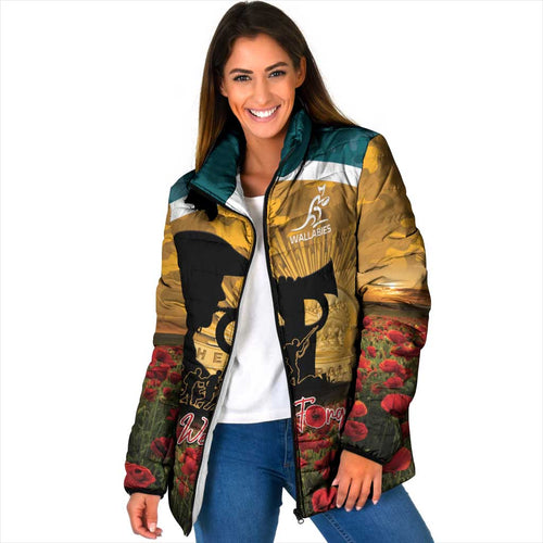 Personalised Wallabies ANZAC Day Padded Jacket Last Post Poppy Lest We Forget
