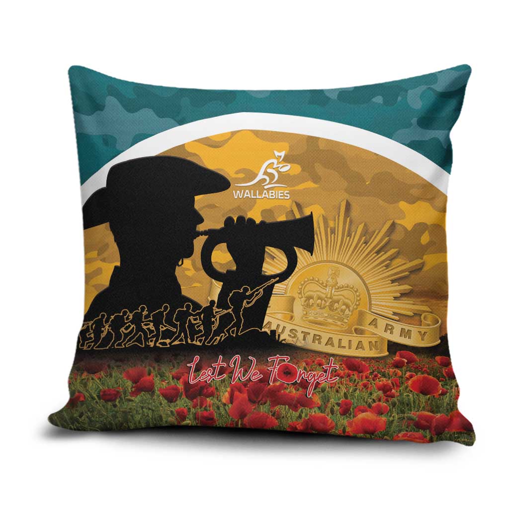 Wallabies ANZAC Day Pillow Cover Last Post Poppy Lest We Forget