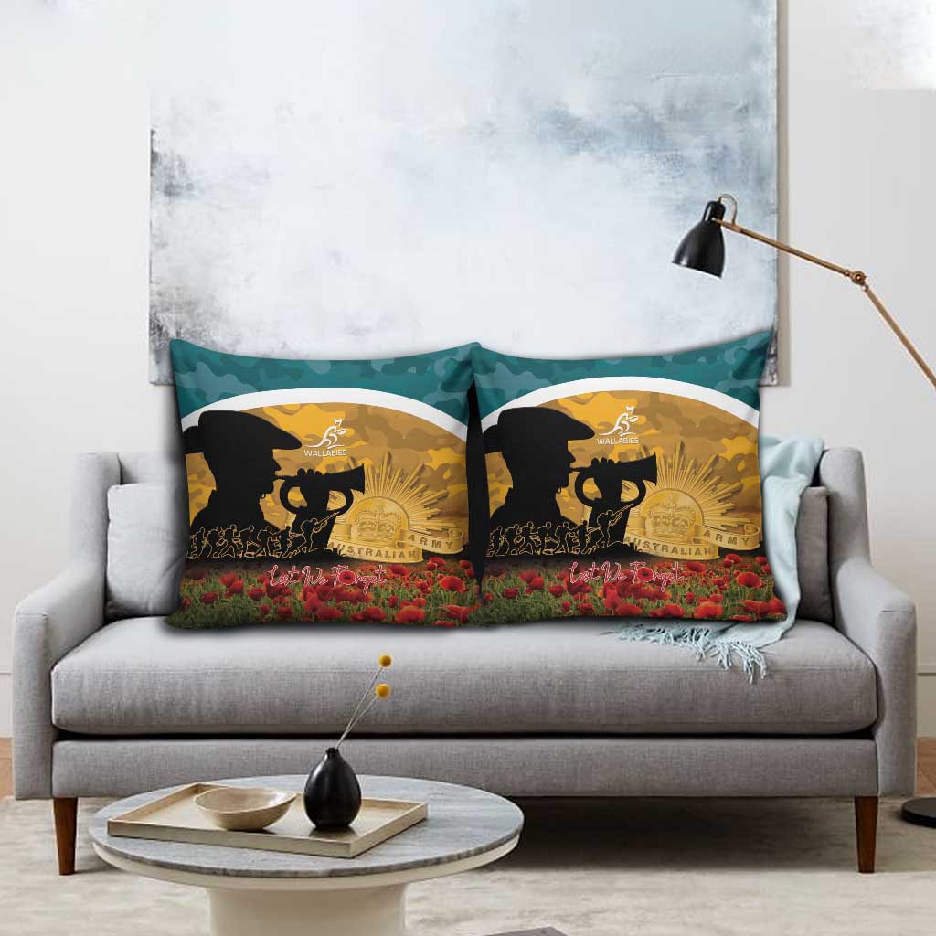 Wallabies ANZAC Day Pillow Cover Last Post Poppy Lest We Forget