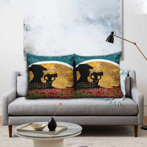 Wallabies ANZAC Day Pillow Cover Last Post Poppy Lest We Forget