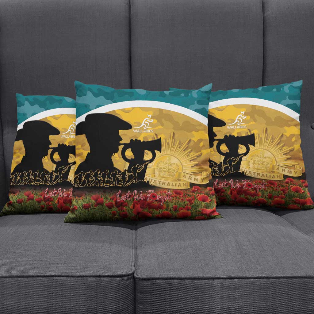 Wallabies ANZAC Day Pillow Cover Last Post Poppy Lest We Forget