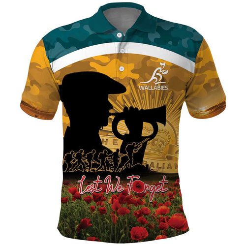 Personalised Wallabies ANZAC Day Polo Shirt Last Post Poppy Lest We Forget
