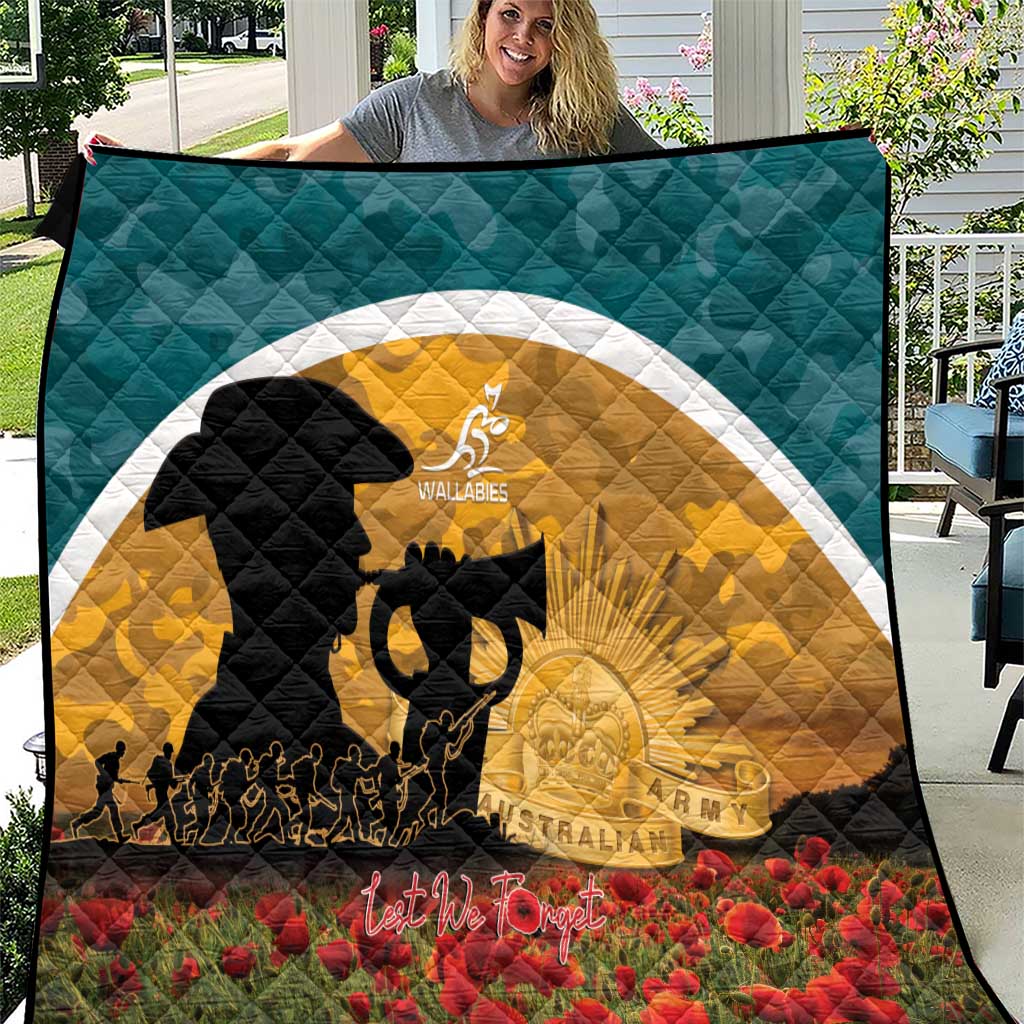 Wallabies ANZAC Day Quilt Last Post Poppy Lest We Forget