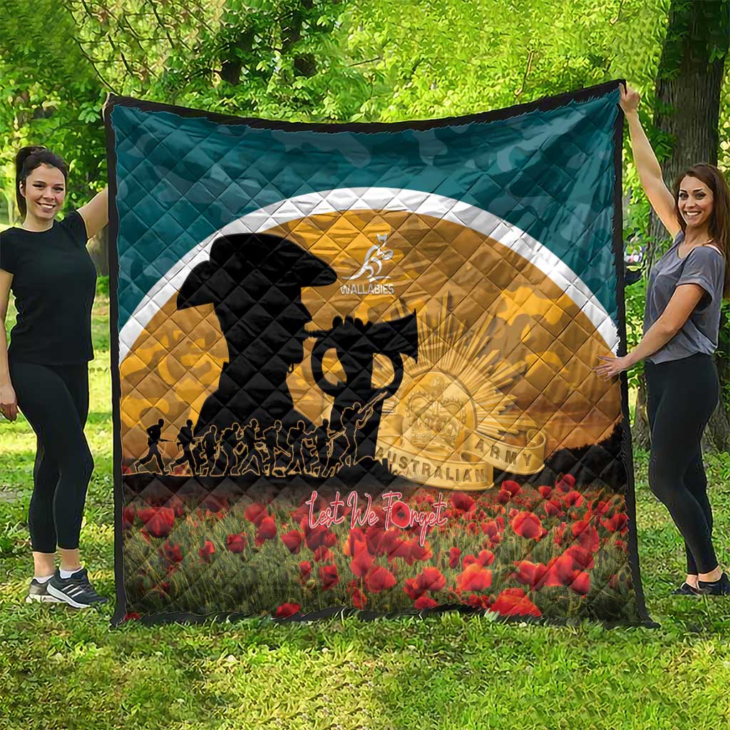 Wallabies ANZAC Day Quilt Last Post Poppy Lest We Forget
